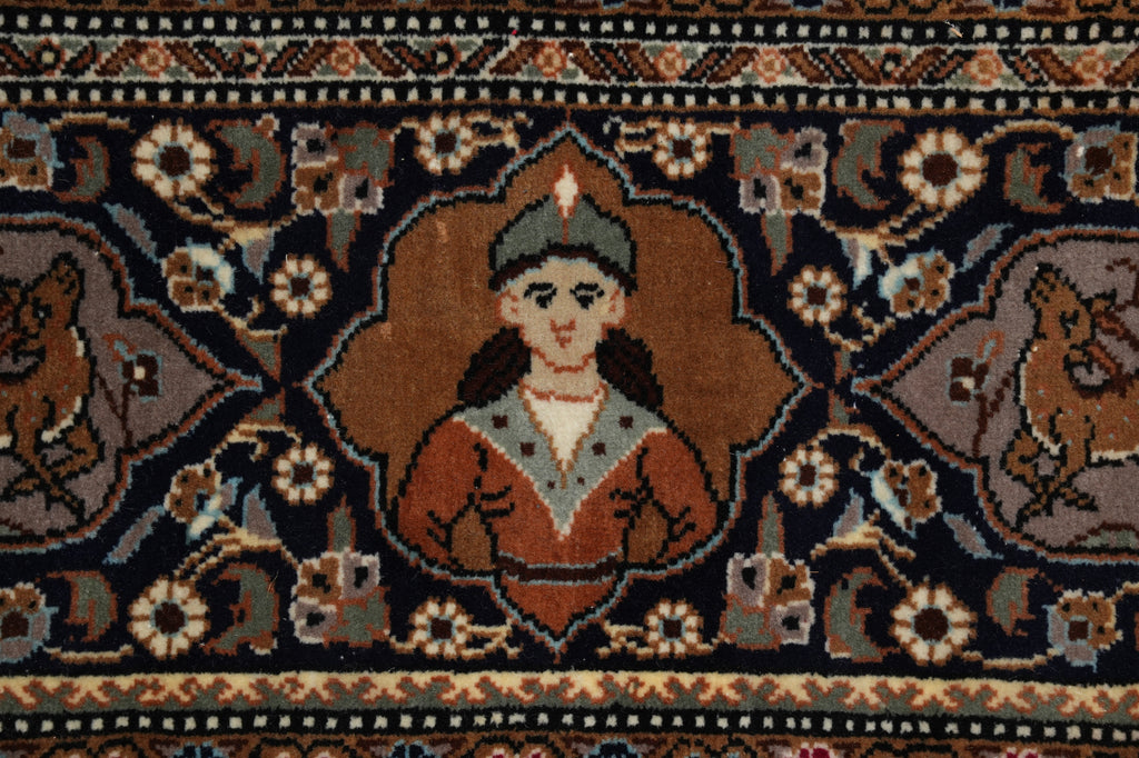 6.8 x 9.7 Exotic Hunting Authentic Persian Tabriz Rug 400 Kpsi Iran #F-4588