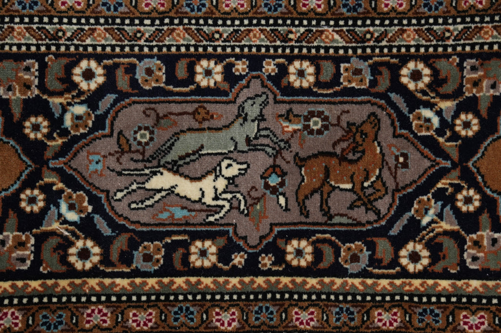 6.8 x 9.7 Exotic Hunting Authentic Persian Tabriz Rug 400 Kpsi Iran #F-4588