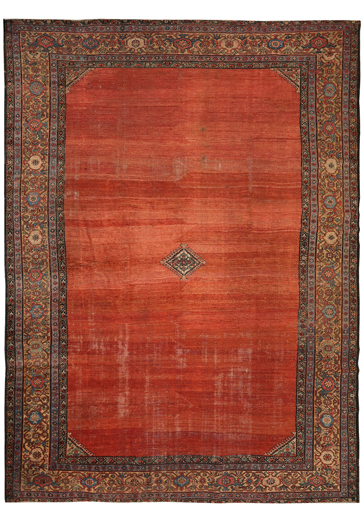 10.8 x 14 Authentic Antique Persian Mahal Rug 1930's