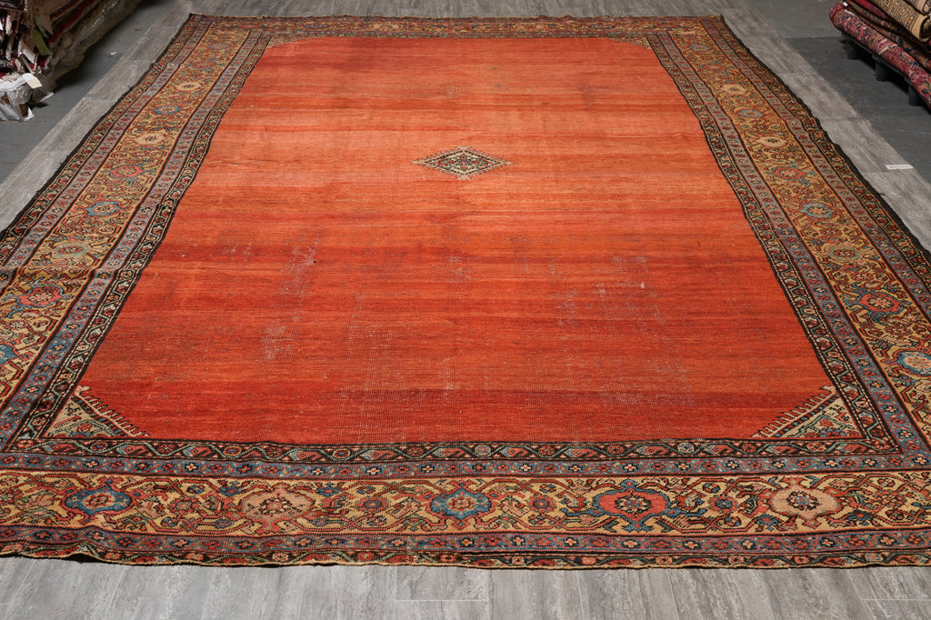 10.8 x 14 Authentic Antique Persian Mahal Rug 1930's #F-4590