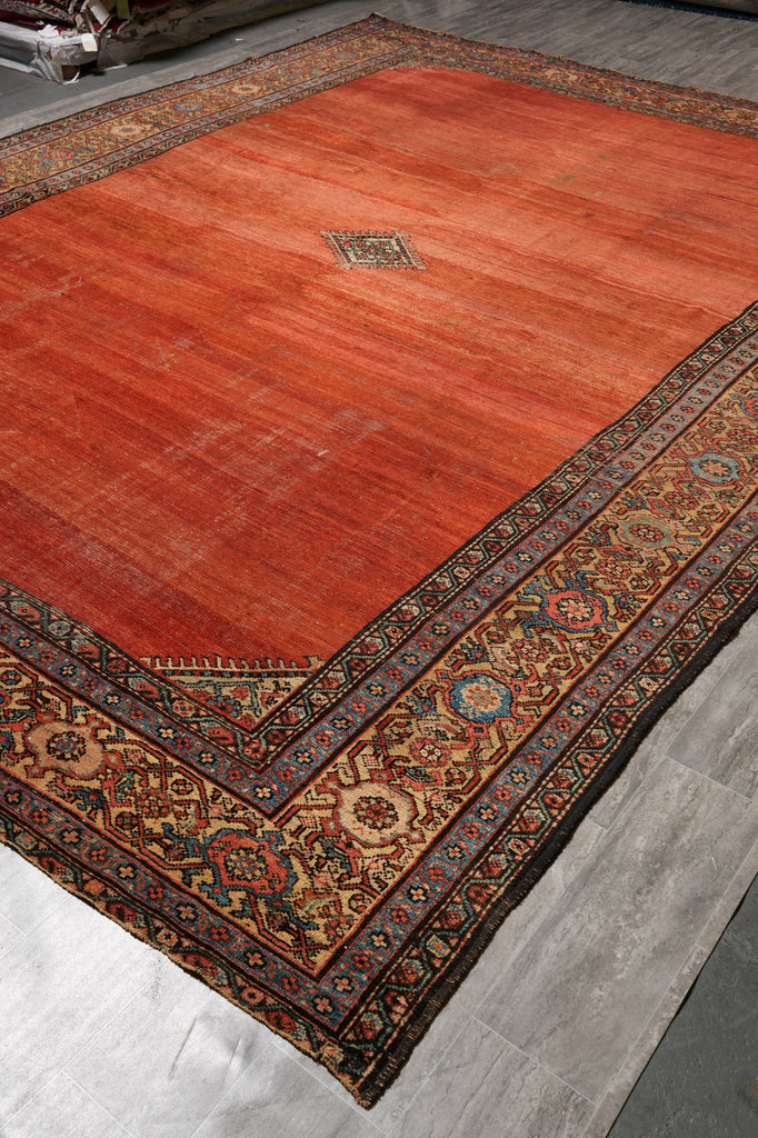10.8 x 14 Authentic Antique Persian Mahal Rug 1930's #F-4590