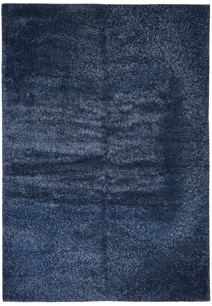 8.7 x 11.7 Plain Solid One Color Blue Handmade Wool Contemporary Rug