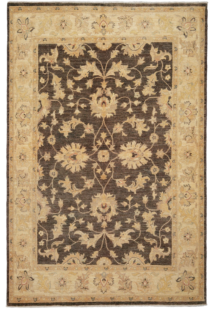 5 x 7 Natural BROWN Wool Hand-Knotted Chobi Peshawar Rug - Pakistan #PIX-20216