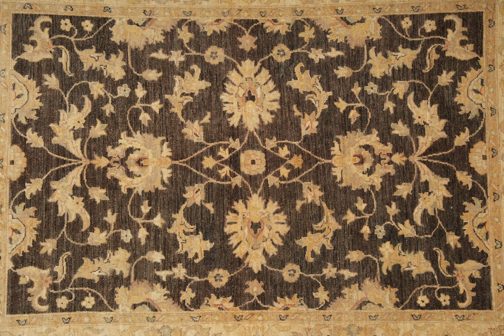 5 x 7 Natural BROWN Wool Hand-Knotted Chobi Peshawar Rug - Pakistan #PIX-20216