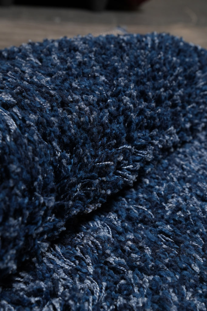 8.7 x 11.7 Plain Solid One Color Blue Handmade Wool Contemporary Rug #F-4594