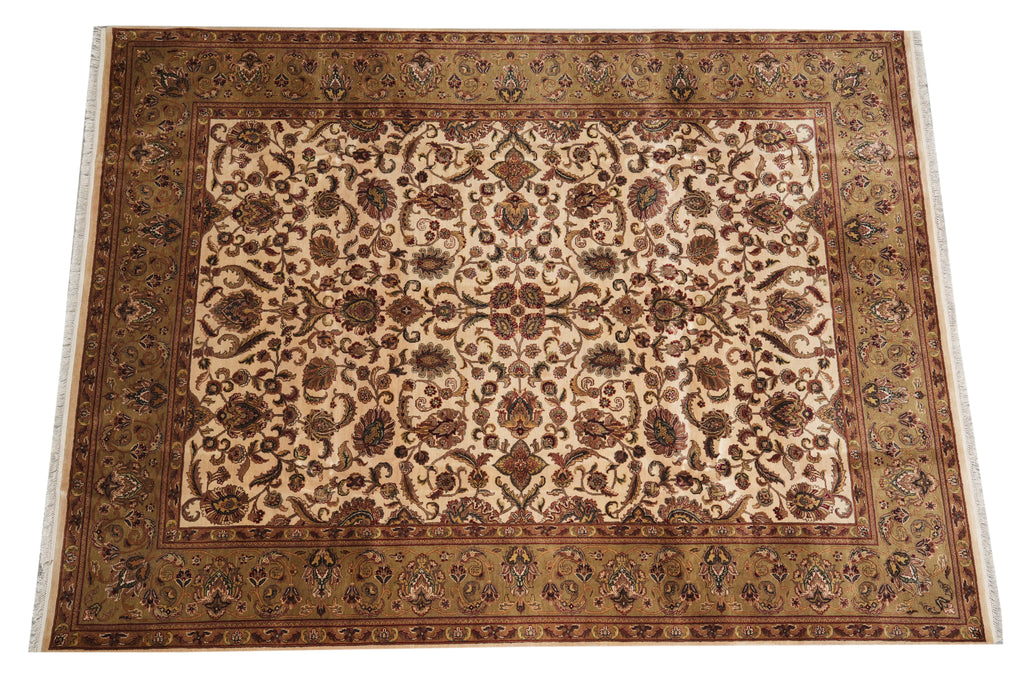 9 x 12 Clearance Sale Quality Handmade Jaipur Rug Beige Gold Olive Brown #PIX-4545