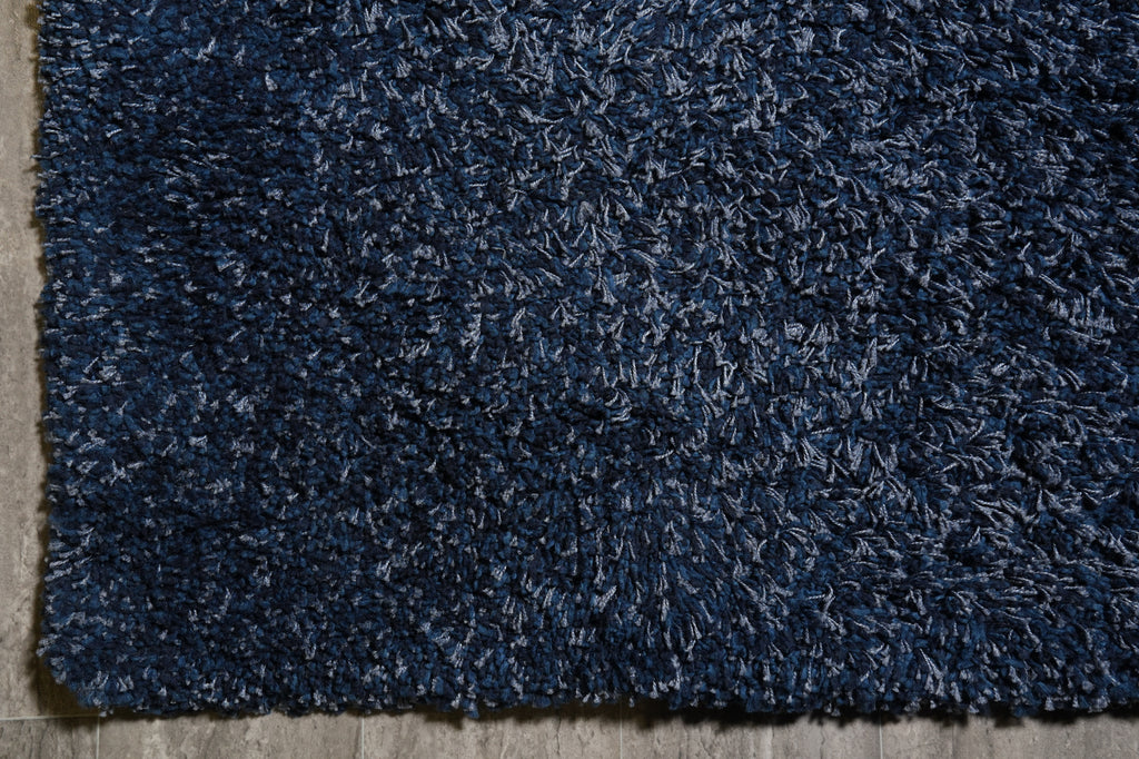 8.7 x 11.7 Plain Solid One Color Blue Handmade Wool Contemporary Rug #F-4594