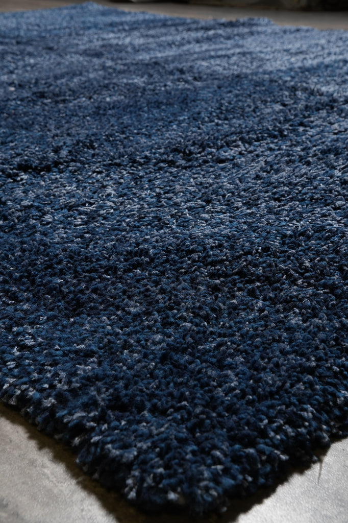 8.7 x 11.7 Plain Solid One Color Blue Handmade Wool Contemporary Rug #F-4594