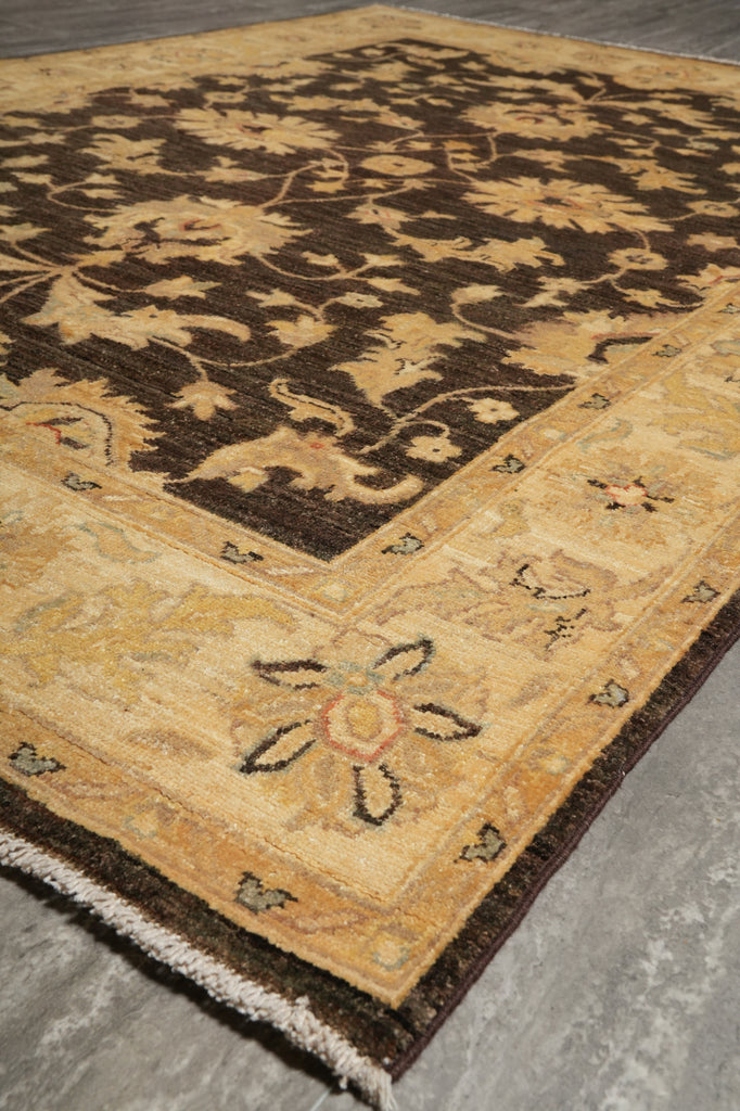 5 x 7 Natural BROWN Wool Hand-Knotted Chobi Peshawar Rug - Pakistan #PIX-20216