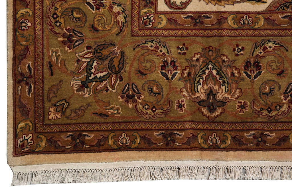 9 x 12 Clearance Sale Quality Handmade Jaipur Rug Beige Gold Olive Brown #PIX-4545