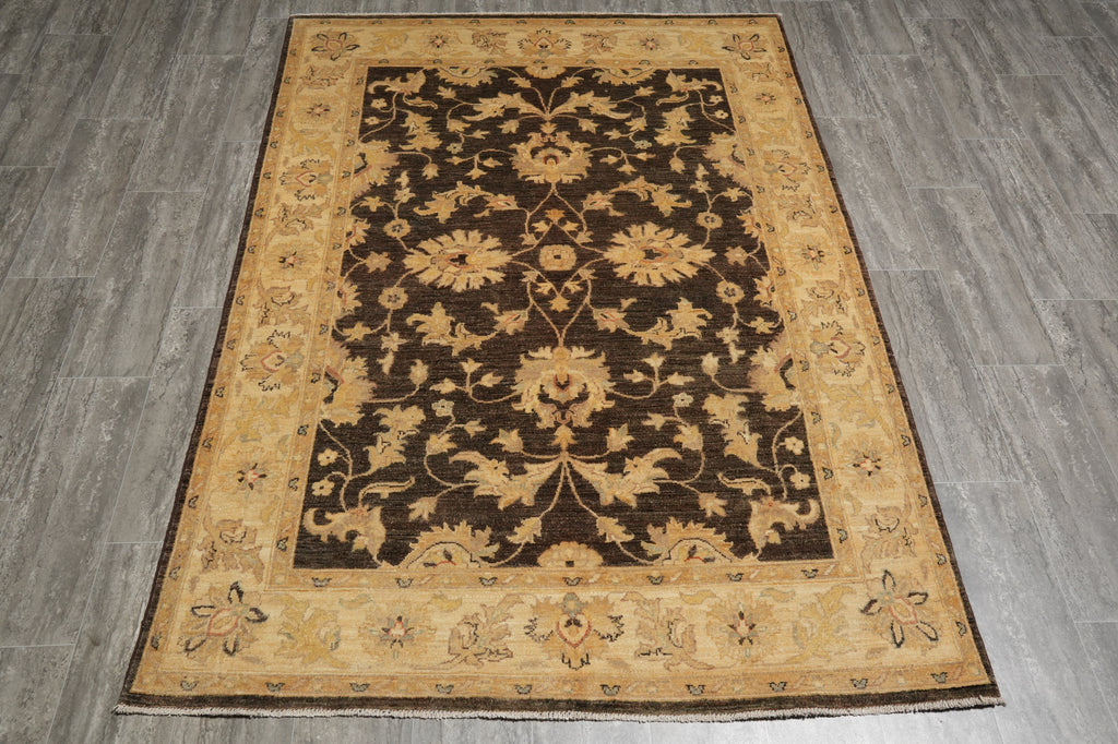 5 x 7 Natural BROWN Wool Hand-Knotted Chobi Peshawar Rug - Pakistan #PIX-20216