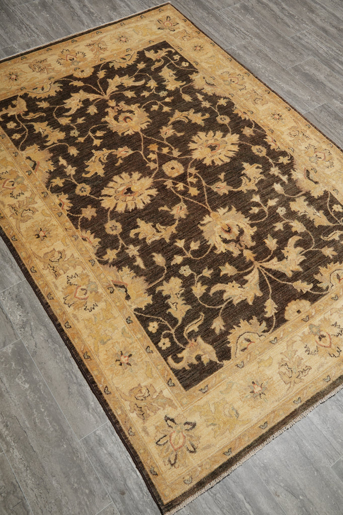 5 x 7 Natural BROWN Wool Hand-Knotted Chobi Peshawar Rug - Pakistan #PIX-20216