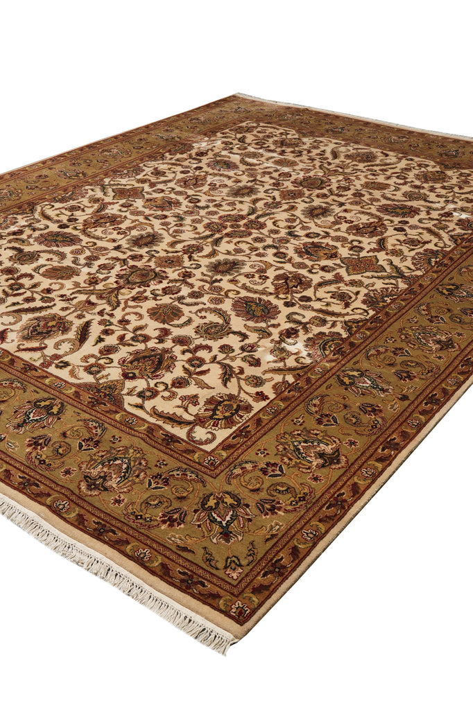 9 x 12 Clearance Sale Quality Handmade Jaipur Rug Beige Gold Olive Brown #PIX-4545