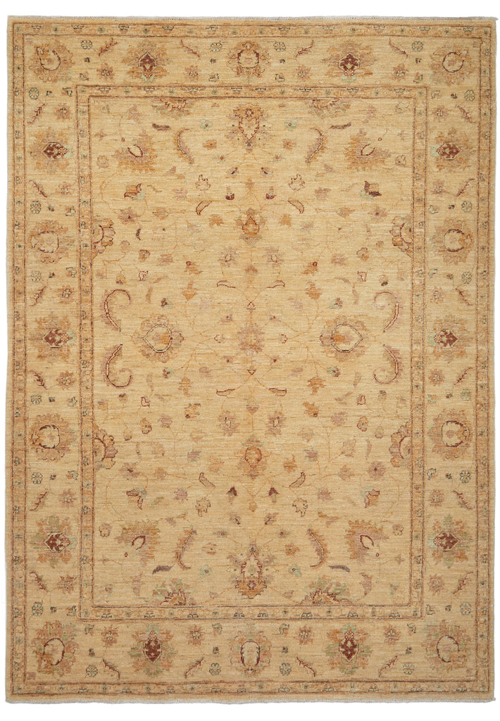5.5 x 7.9 Natural BROWN Wool Hand-Knotted Chobi Peshawar Rug - Pakistan#PIX-22295