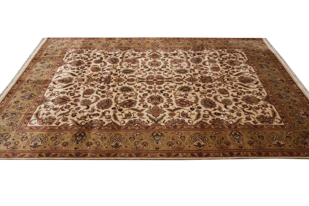 9 x 12 Clearance Sale Quality Handmade Jaipur Rug Beige Gold Olive Brown #PIX-4545