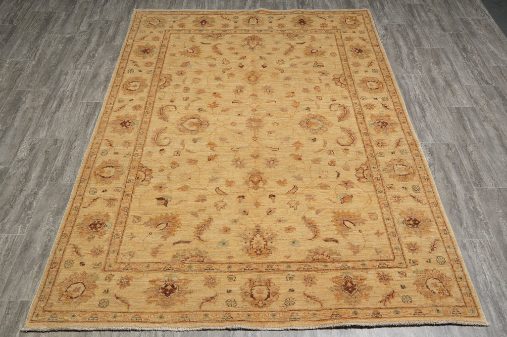 5.5 x 7.9 Natural BROWN Wool Hand-Knotted Chobi Peshawar Rug - Pakistan#PIX-22295