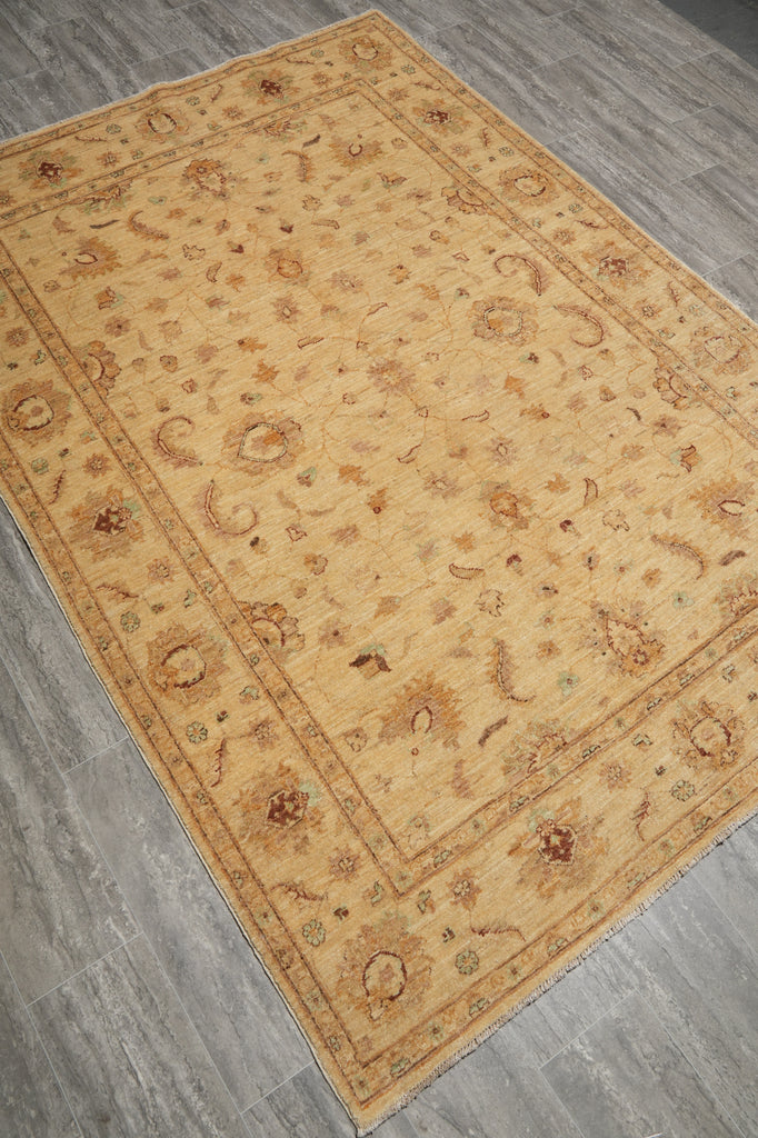 5.5 x 7.9 Natural BROWN Wool Hand-Knotted Chobi Peshawar Rug - Pakistan#PIX-22295