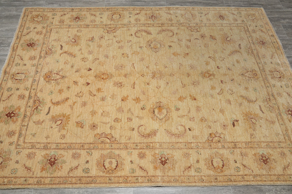5.5 x 7.9 Natural BROWN Wool Hand-Knotted Chobi Peshawar Rug - Pakistan#PIX-22295