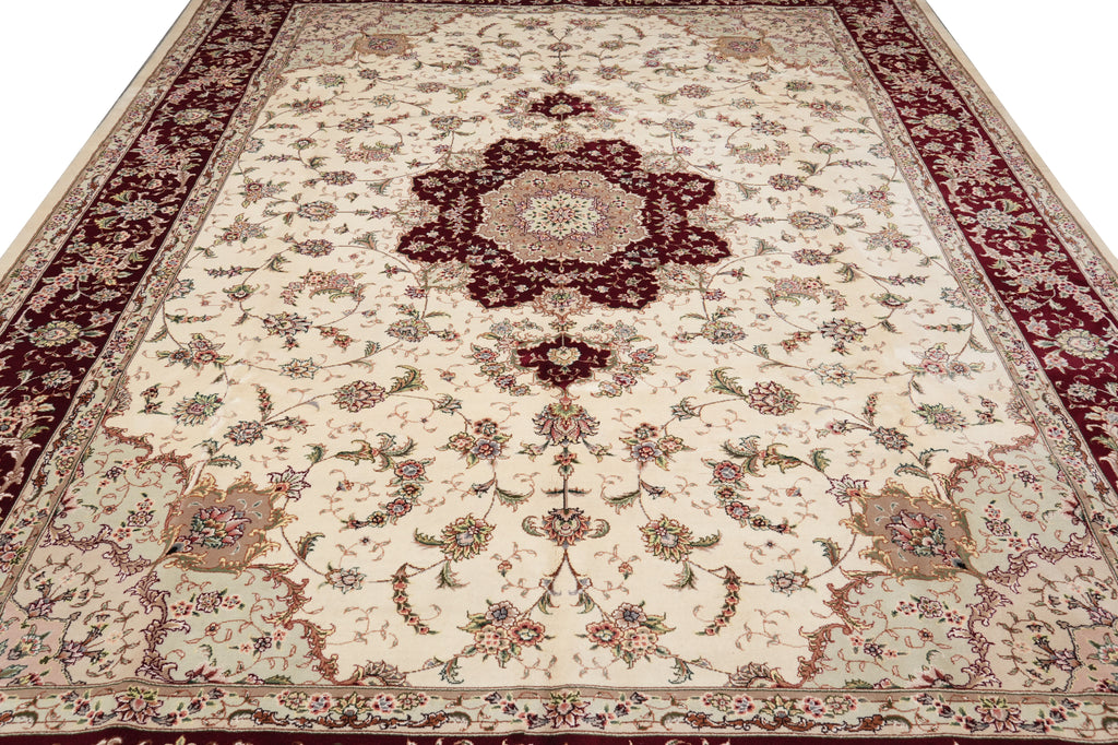 9 x 12 QUALITY WOOL AND SILK HANDMADE Tabriz RUG #PIX-6953