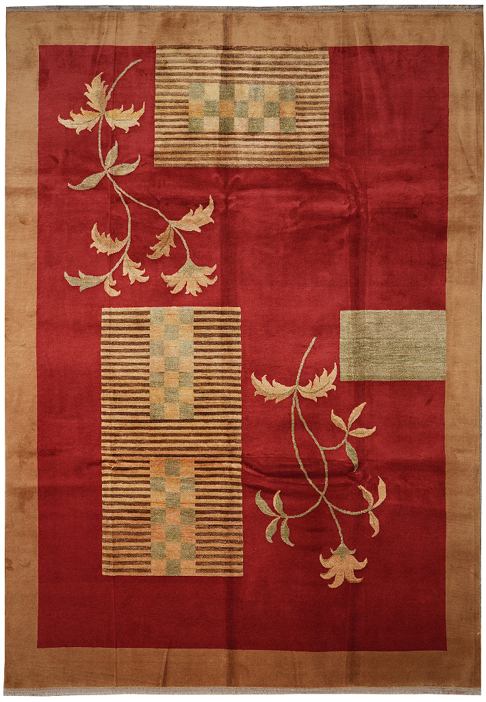 8.9 x 11.9 Quality Handmade Wool and Silk Contemporary Rug