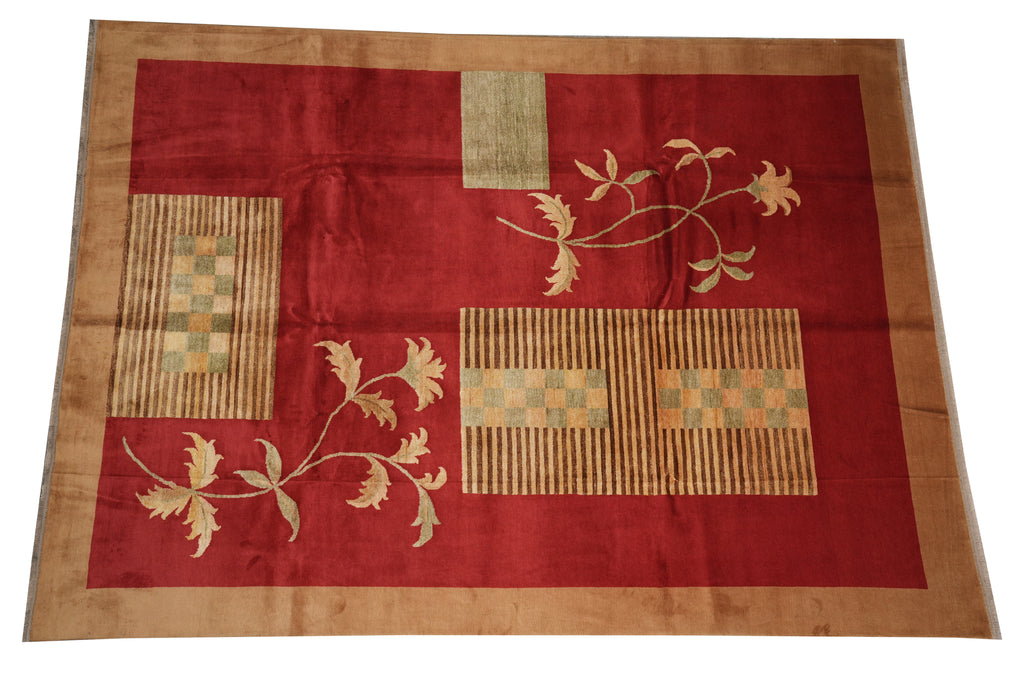 8.9 x 11.9 Quality Handmade Wool and Silk Contemporary Rug #PIX-13909