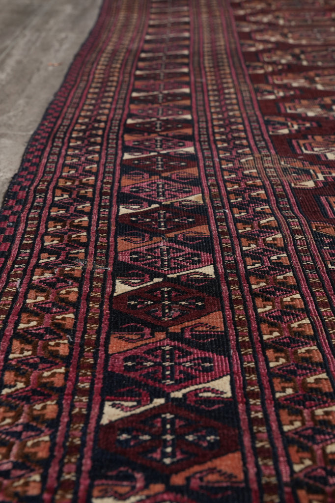8 x 9 Old Persian Turkman Bokhara Rug Burgundy Low Pile #PIX-25703