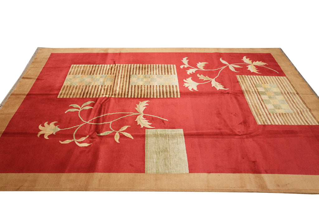 8.9 x 11.9 Quality Handmade Wool and Silk Contemporary Rug #PIX-13909