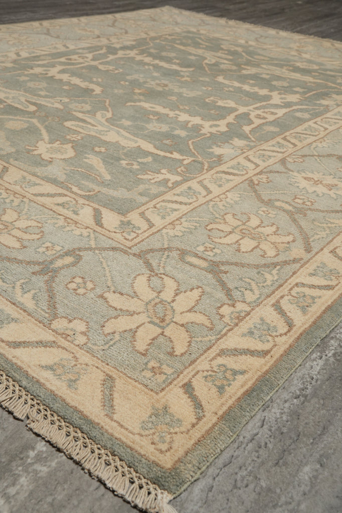 5.3 x 6.7 New Natural Wool Handmade OUSHAK Rug SAGE GREEN - Pakistan #PIX-26768