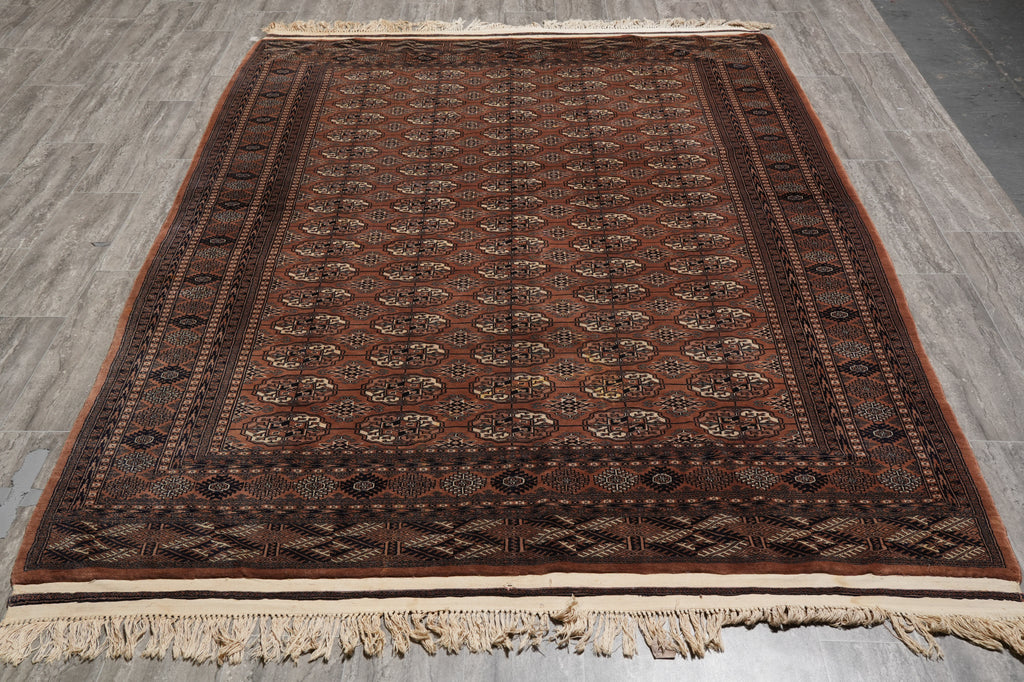 6.4 x 8.3 Rust Finer Quality Bokhara Rug #PIX-23572