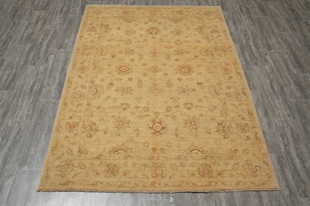 5 x 7 Natural Wool Hand-Knotted Chobi Peshawar Rug - NEUTRAL COLORS Pakistan #PIX-20220