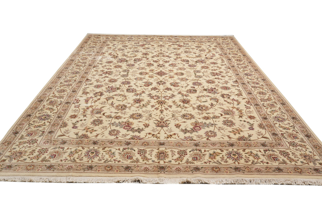 9 x 12.8 Fine Quality Wool and Silk Handmade Rug #F-4375