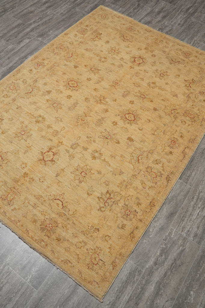 5 x 7 Natural Wool Hand-Knotted Chobi Peshawar Rug - NEUTRAL COLORS Pakistan #PIX-20220