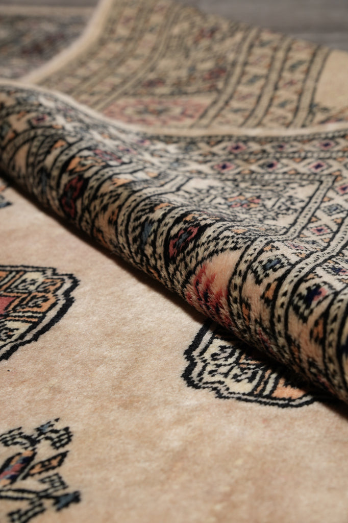 6.6 x 8.6 Beige Jaldar Bokhara Rug Handmade Wool #F-4595