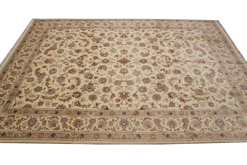 9 x 12.8 Fine Quality Wool and Silk Handmade Rug #F-4375