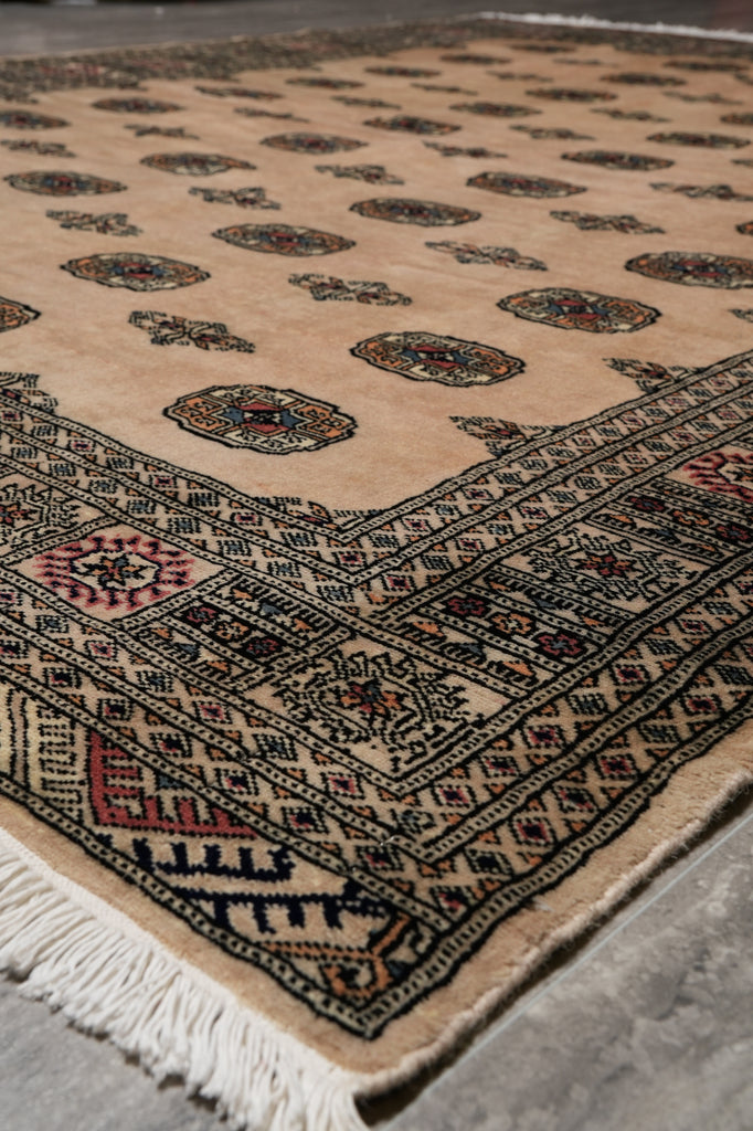 6.6 x 8.6 Beige Jaldar Bokhara Rug Handmade Wool #F-4595