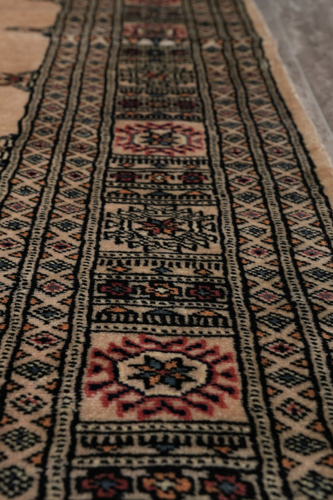 6.6 x 8.6 Beige Jaldar Bokhara Rug Handmade Wool #F-4595