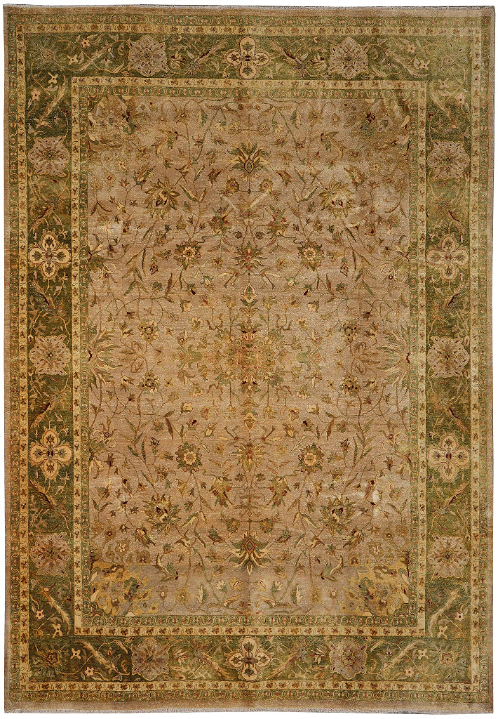 9 x 12 Taup Olive Green Quality Handmade Rug
