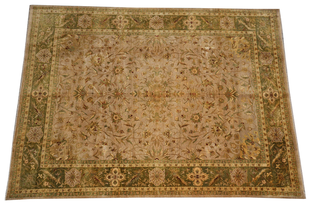 9 x 12 Taup Olive Green Quality Handmade Rug #F-5072