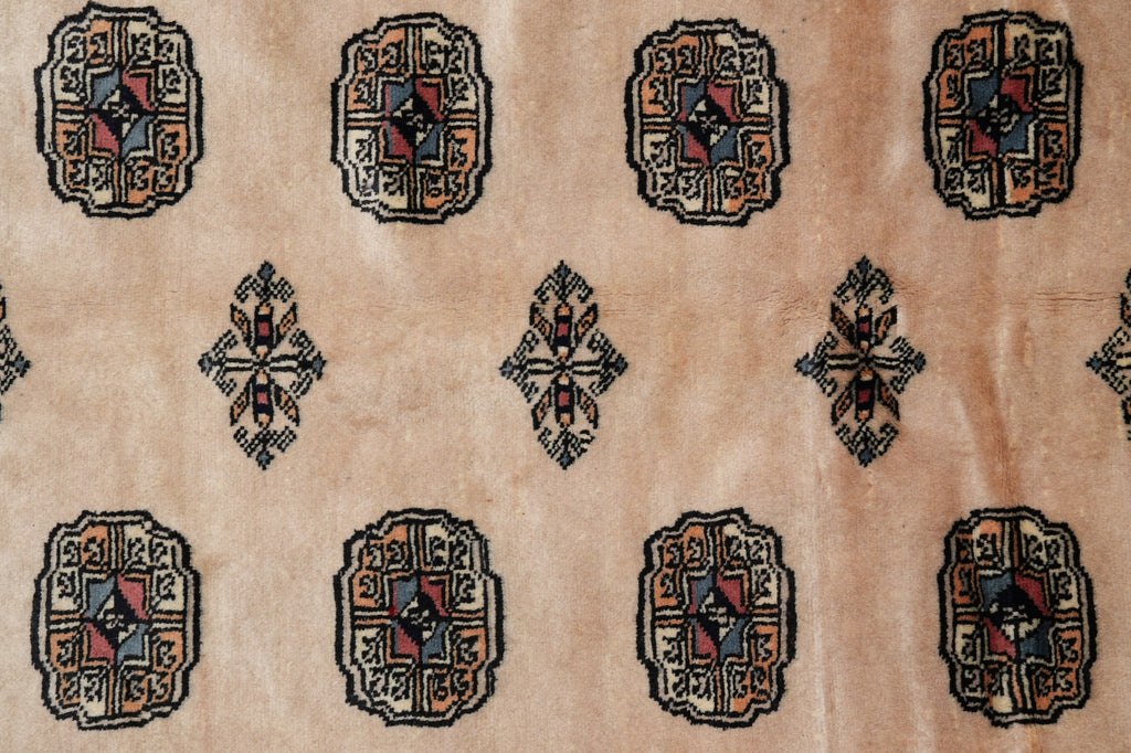 6.6 x 8.6 Beige Jaldar Bokhara Rug Handmade Wool #F-4595