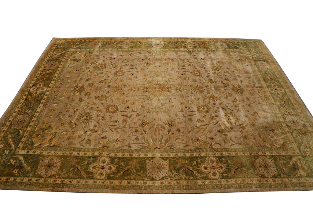 9 x 12 Taup Olive Green Quality Handmade Rug #F-5072