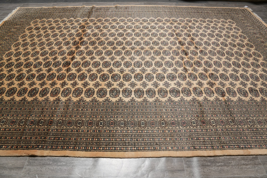 10 x 14 New Bokhara Rug Handmade Pakistan Beige #F-4597