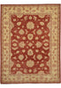 Load image into Gallery viewer, A traditional oriental-style area rug with a deep red central field and a warm beige border, featuring an intricate floral and vine pattern.