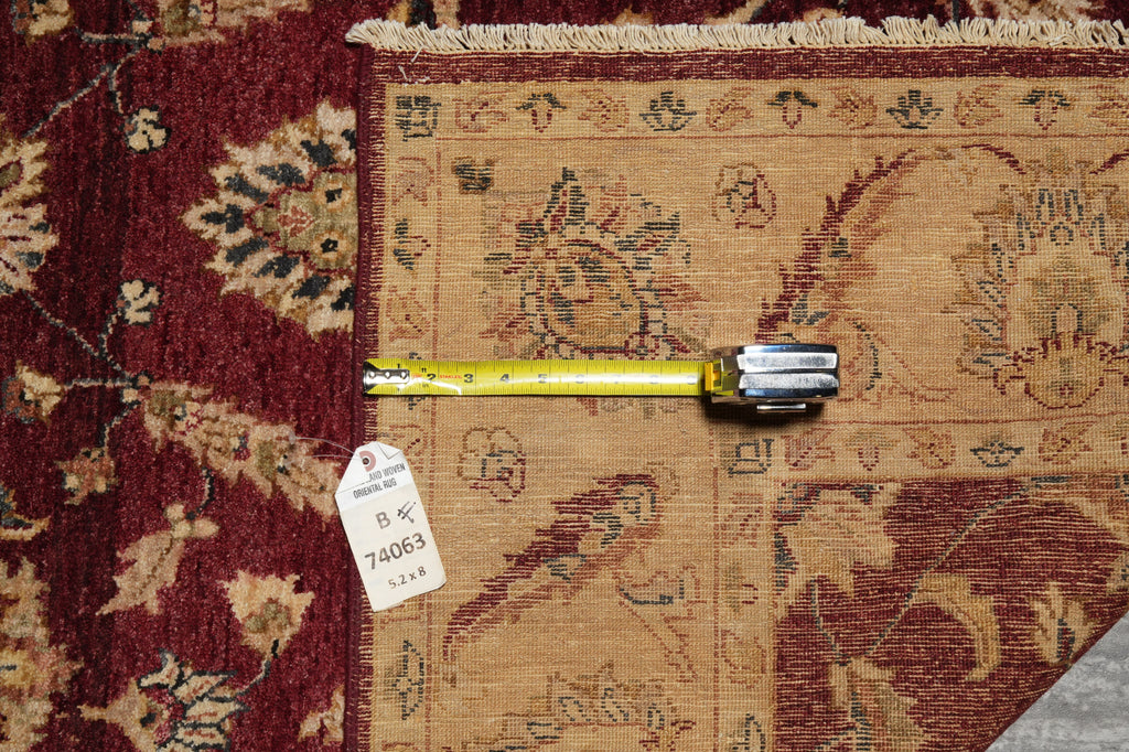 5 x 8 Natural BURGUNDY Wool Hand-Knotted Chobi Peshawar Rug - Pakistan #B-74063