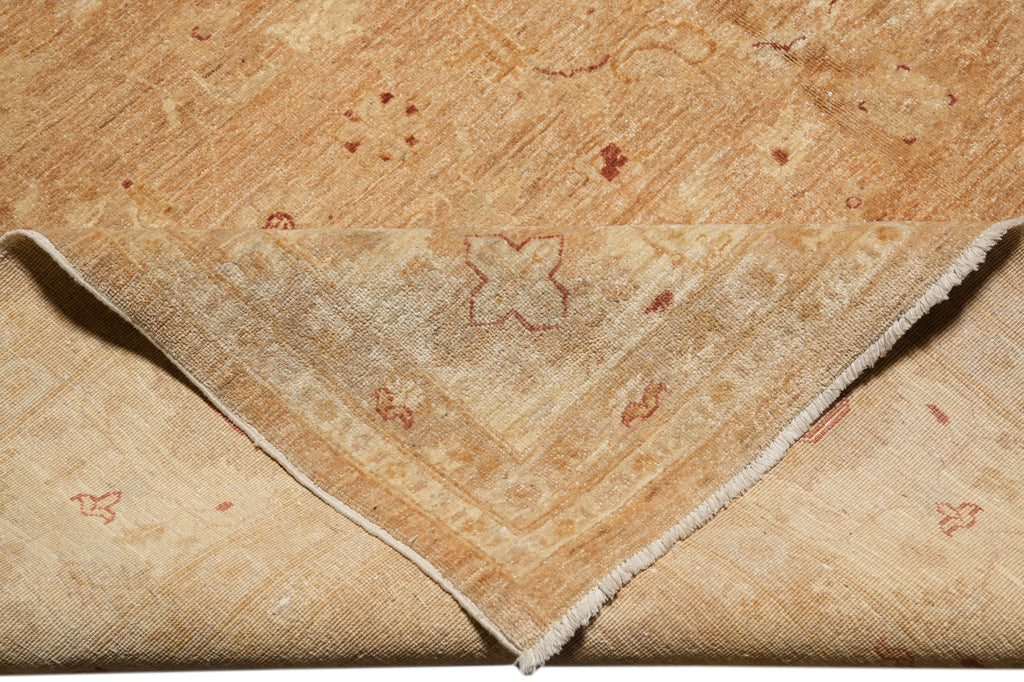 7.2 x 8.2 Squarish Hand-Knotted Chobi Peshawar Zigler Carpet Neutral Brown #F-4376