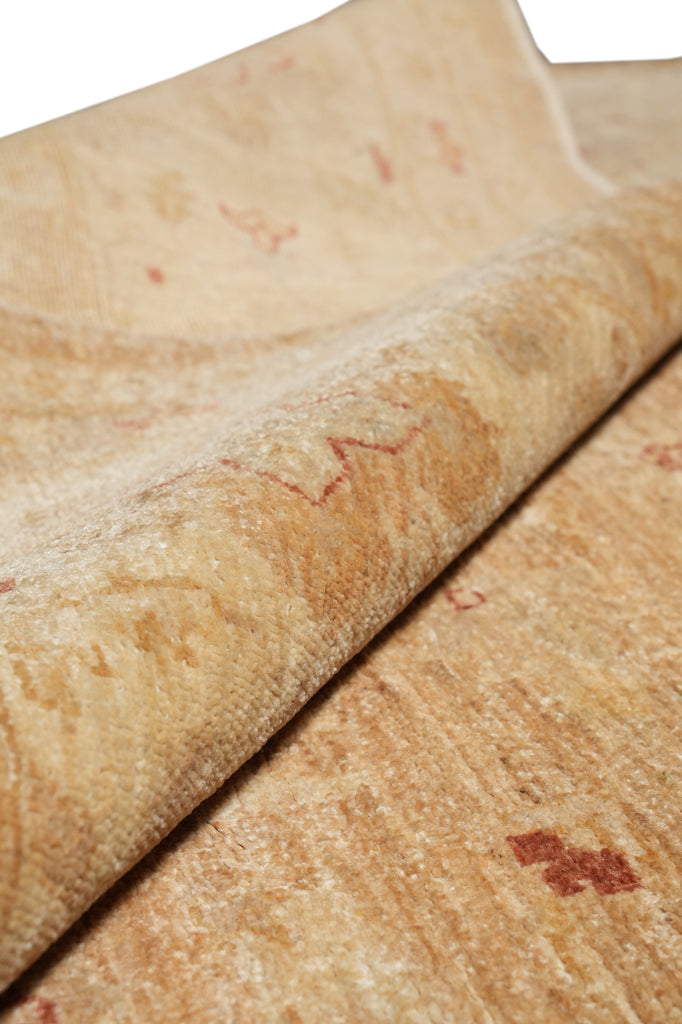 7.2 x 8.2 Squarish Hand-Knotted Chobi Peshawar Zigler Carpet Neutral Brown #F-4376