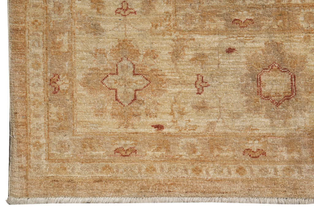 7.2 x 8.2 Squarish Hand-Knotted Chobi Peshawar Zigler Carpet Neutral Brown #F-4376