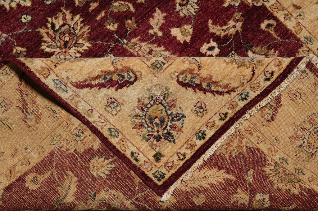 5 x 8 Natural BURGUNDY Wool Hand-Knotted Chobi Peshawar Rug - Pakistan #B-74063