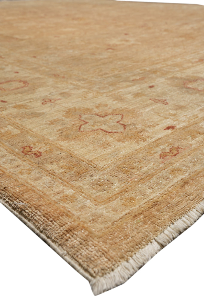 7.2 x 8.2 Squarish Hand-Knotted Chobi Peshawar Zigler Carpet Neutral Brown #F-4376
