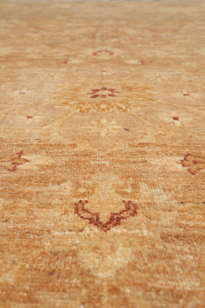 7.2 x 8.2 Squarish Hand-Knotted Chobi Peshawar Zigler Carpet Neutral Brown #F-4376