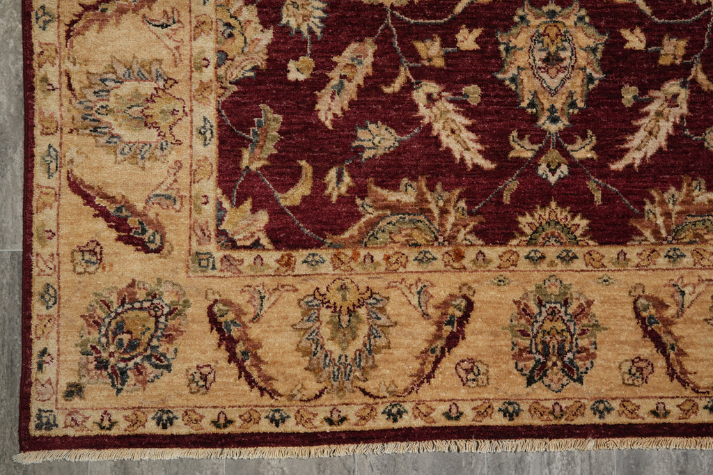 5 x 8 Natural BURGUNDY Wool Hand-Knotted Chobi Peshawar Rug - Pakistan #B-74063